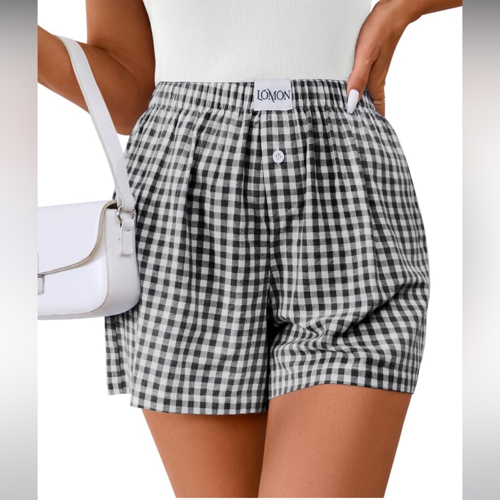 Women’s Lomon Gingham Plaid Boxer Shorts